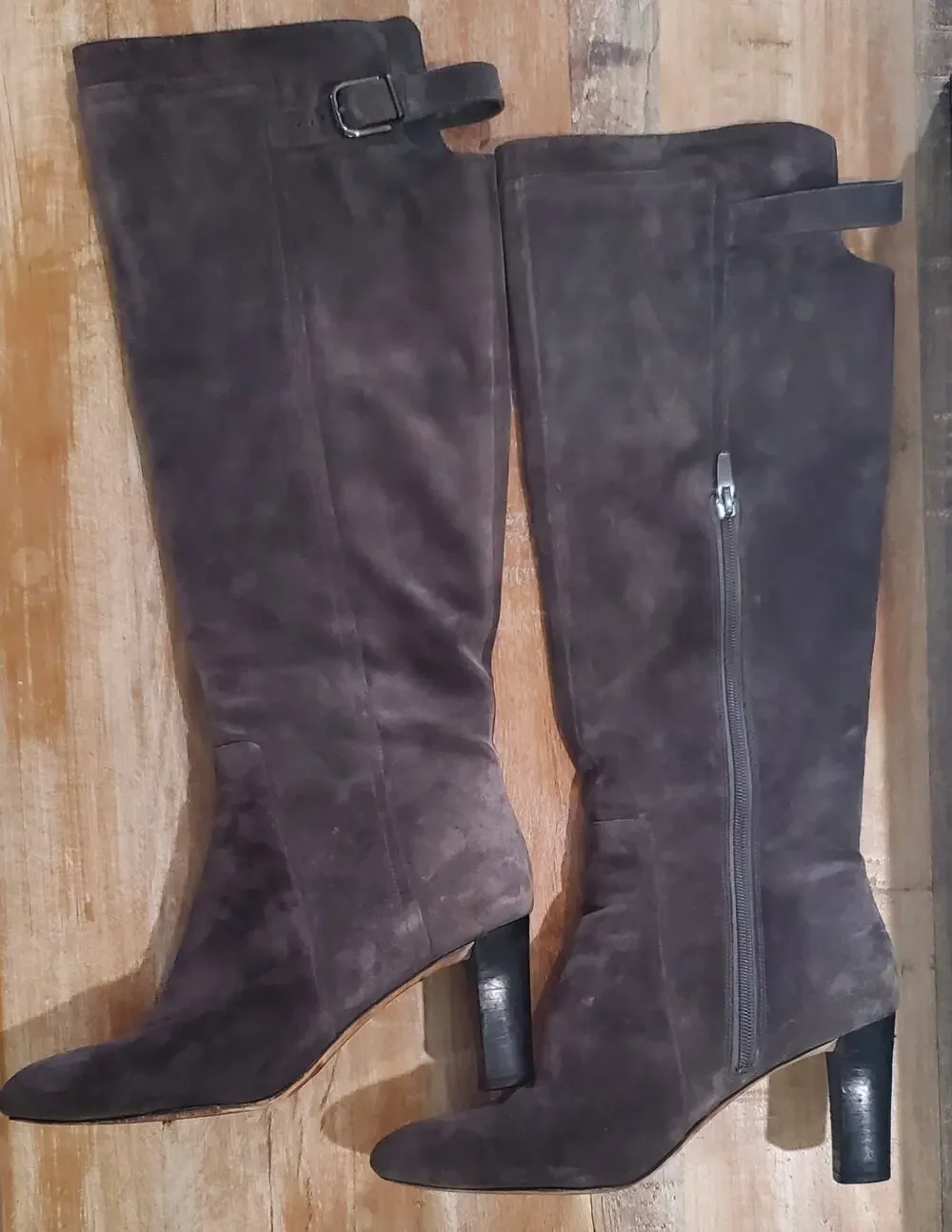 Via Spiga Parca Brown Suede Knee High Heeled Boots Size 9.5M